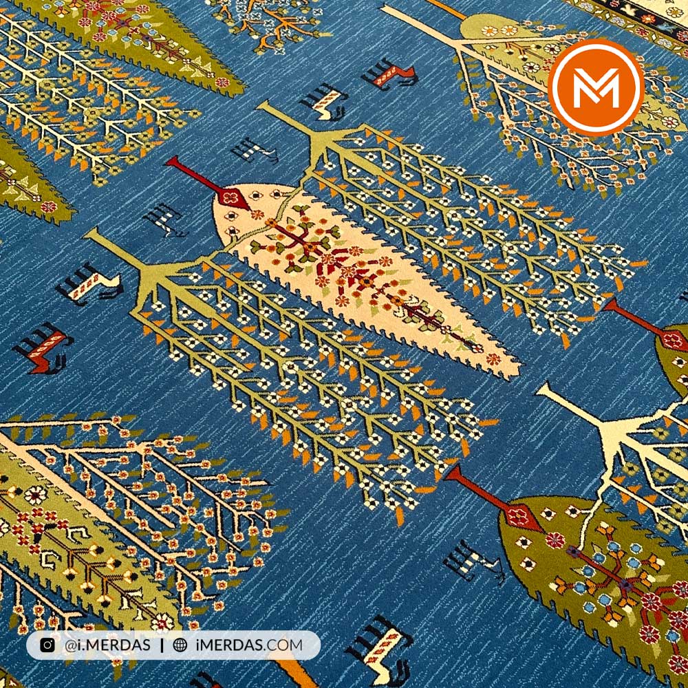 فرش گبه کد 102 قشقایی زمینه آبی نفتی